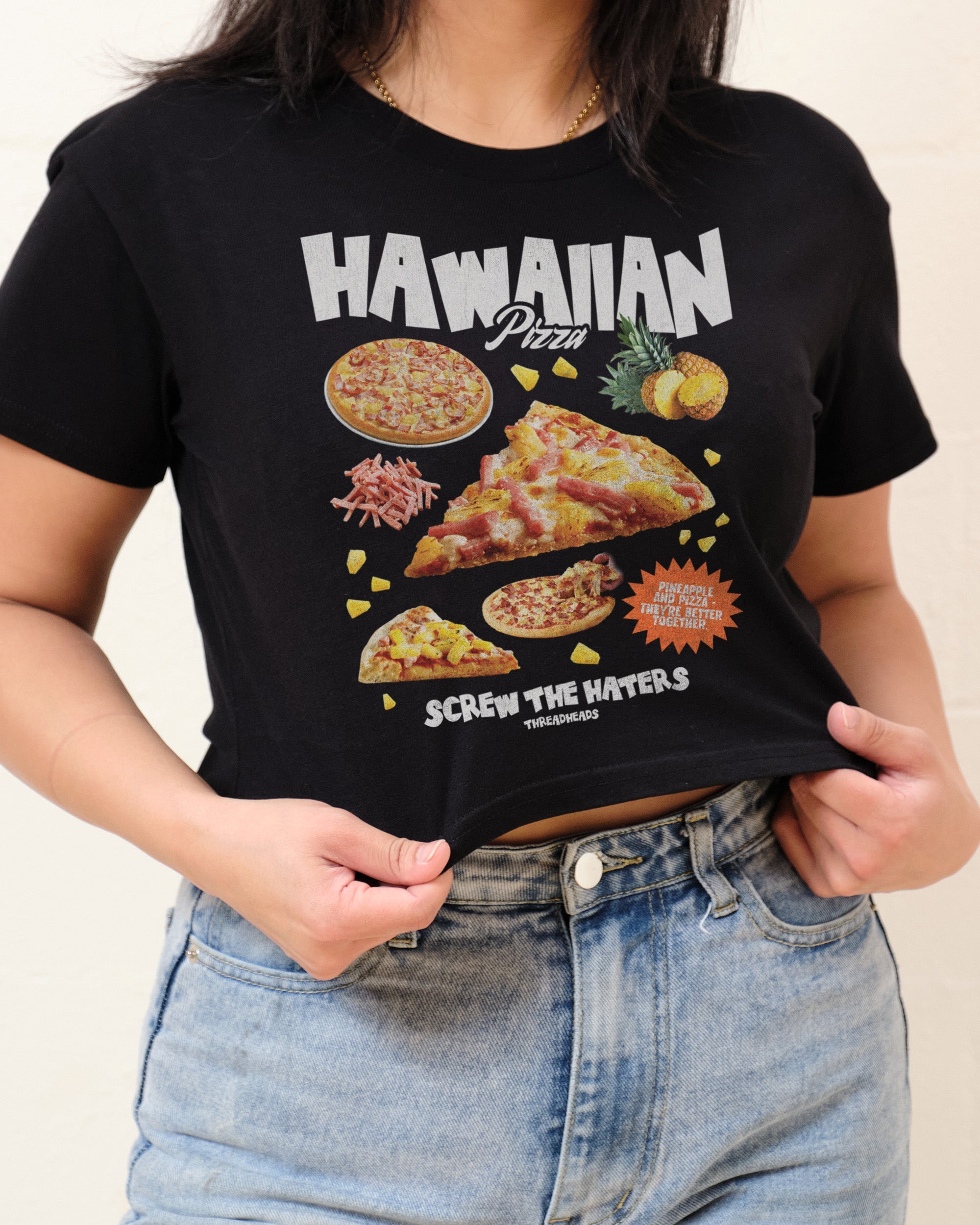 Hawaiian Pizza Bootleg Crop Tee Australia Online Black