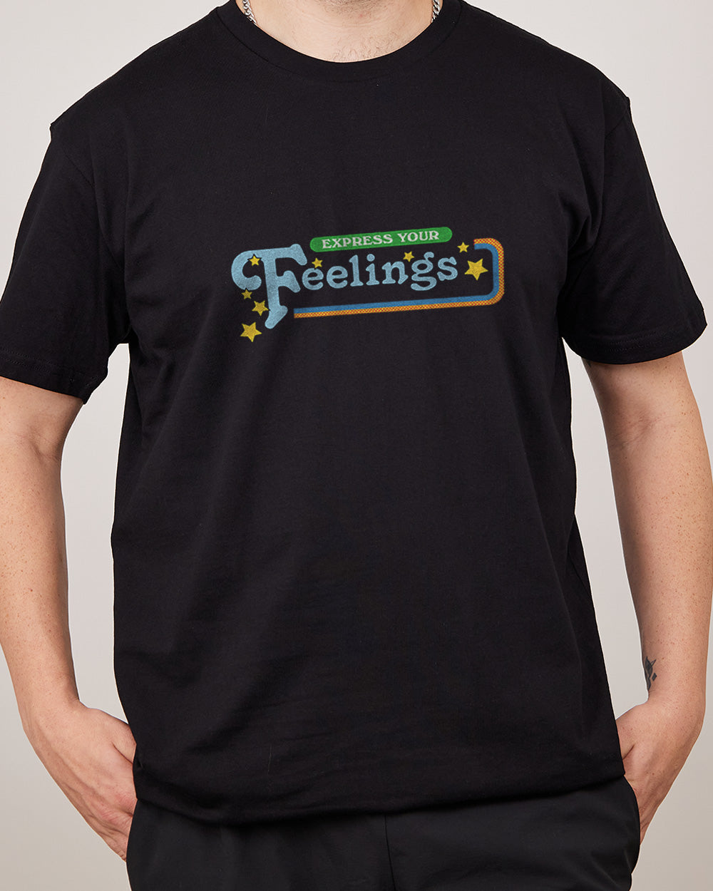 Express Your Feelings Front and Back T-Shirt Australia Online #colour_black