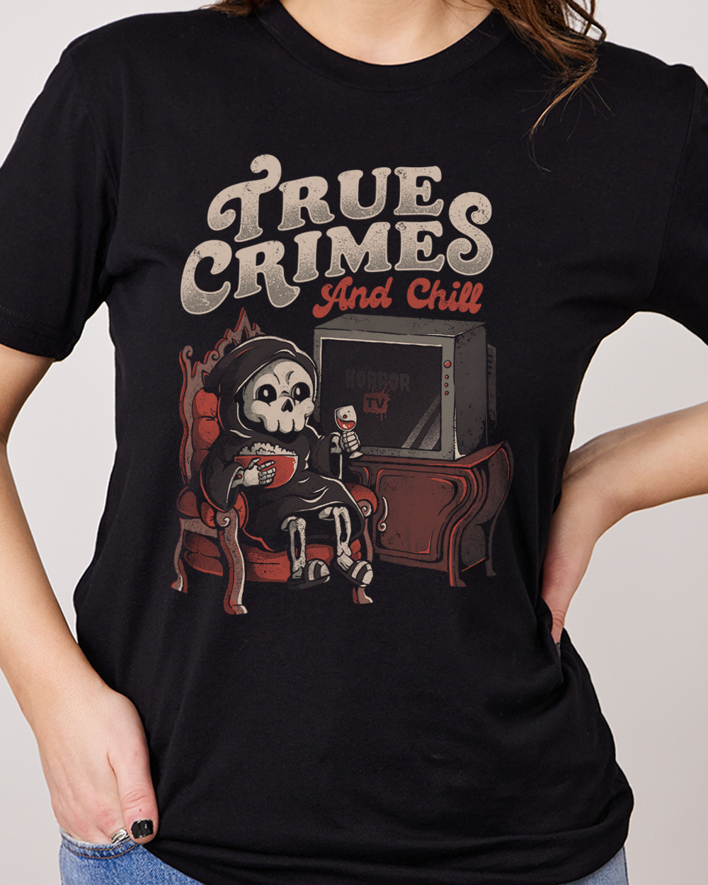True Crimes and Chill T-Shirt Europe Online #colour_black