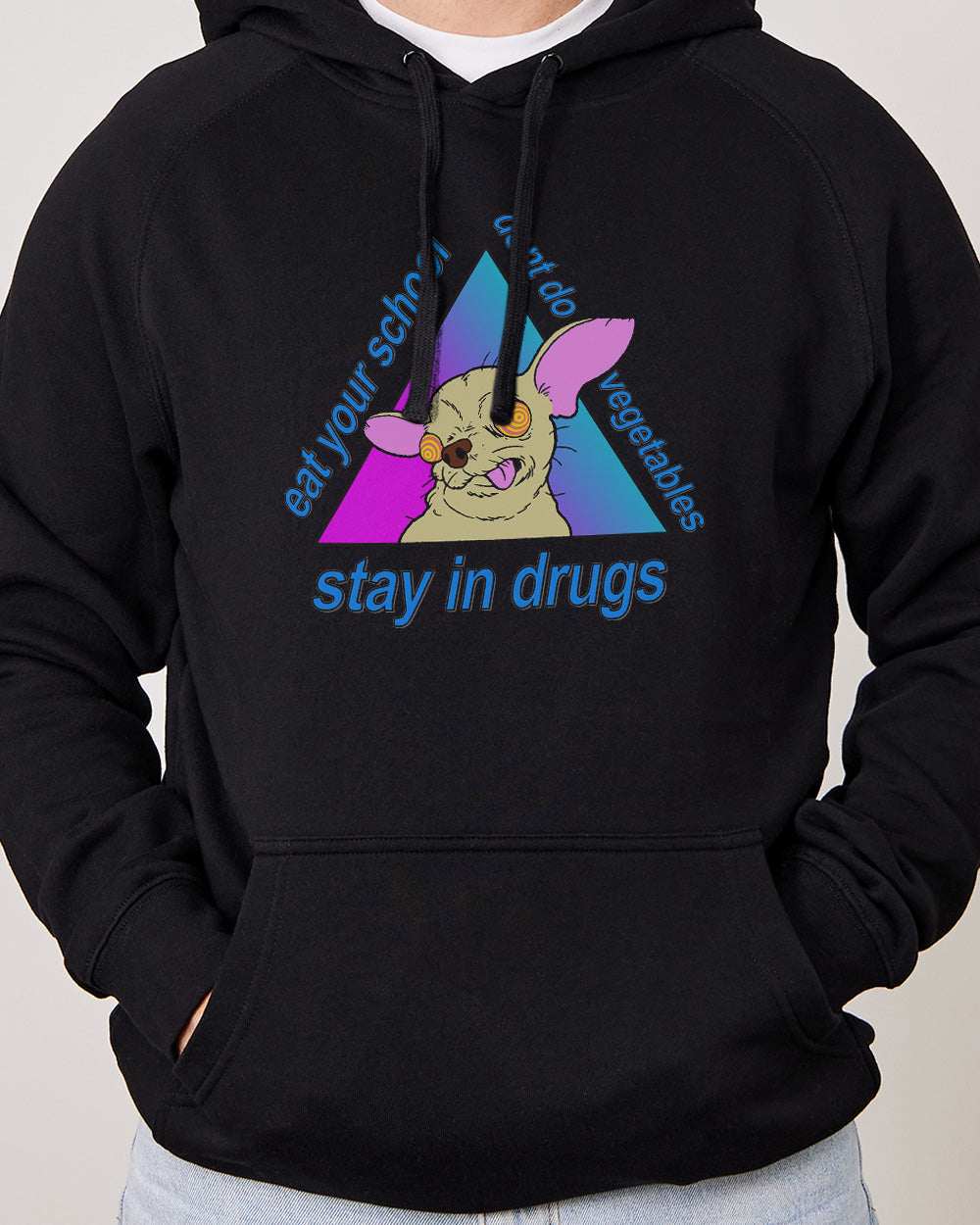 Stay in Drugs, Eat Your School, Don't Do Vegetables Hoodie Australia Online #colour_black