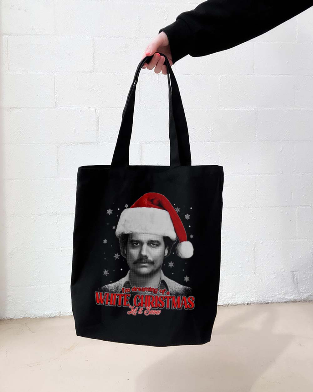 White Christmas Tote Bag Europe Online Black