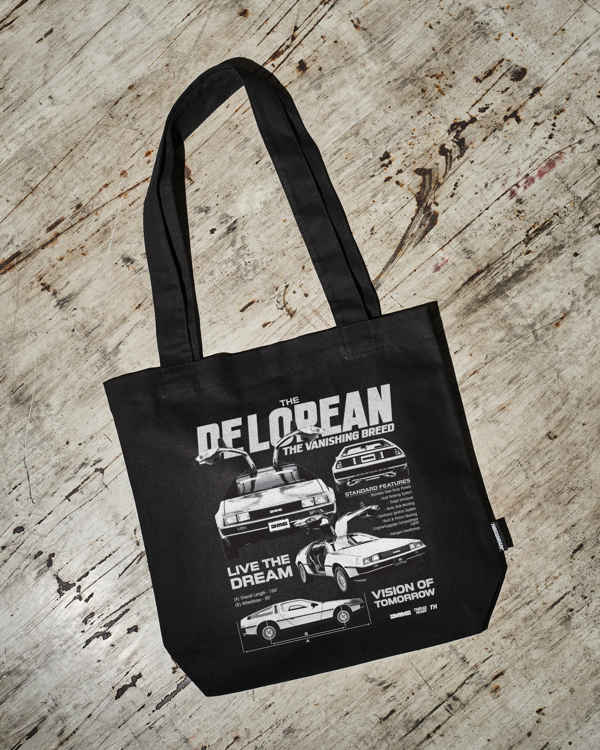 DeLorean Blueprint Tote Bag Australia Online Black