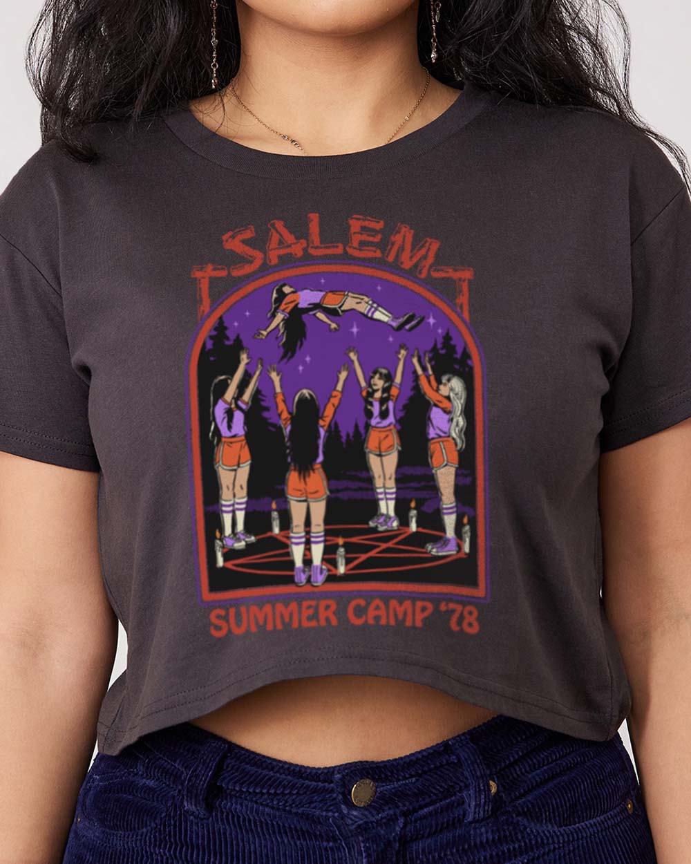 Salem Summer Camp Crop Tee Australia Online Coal