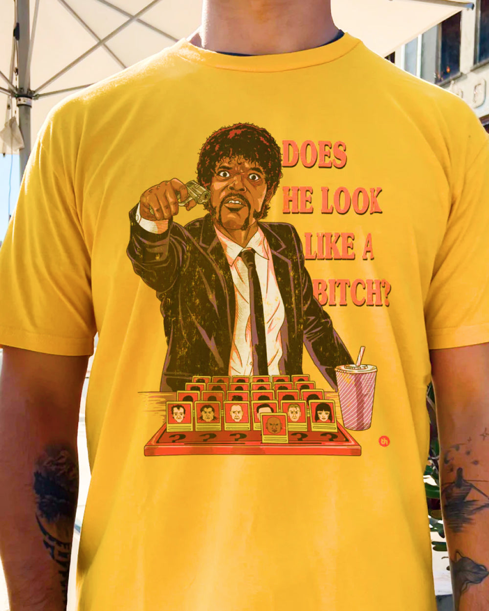 Does He Look Like a Bitch T-Shirt Europe Online #colour_yellow