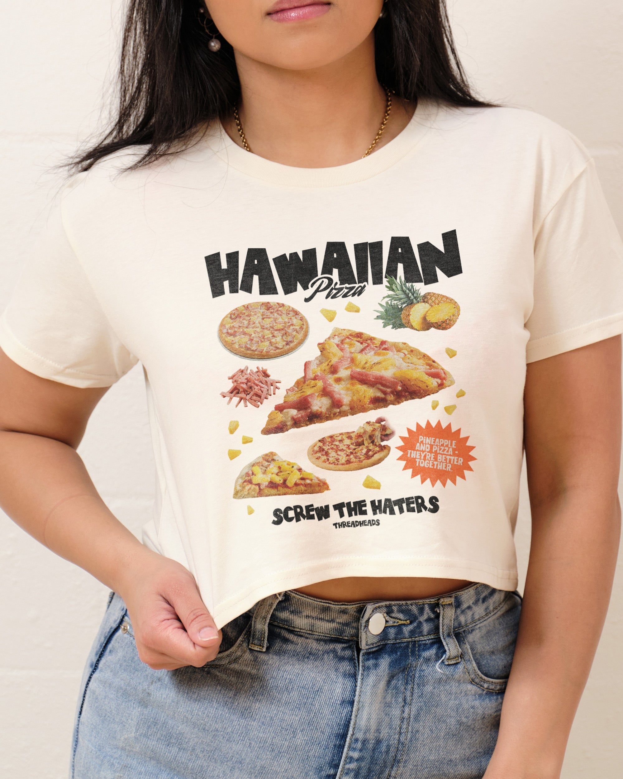Hawaiian Pizza Bootleg Crop Tee Australia Online Natural