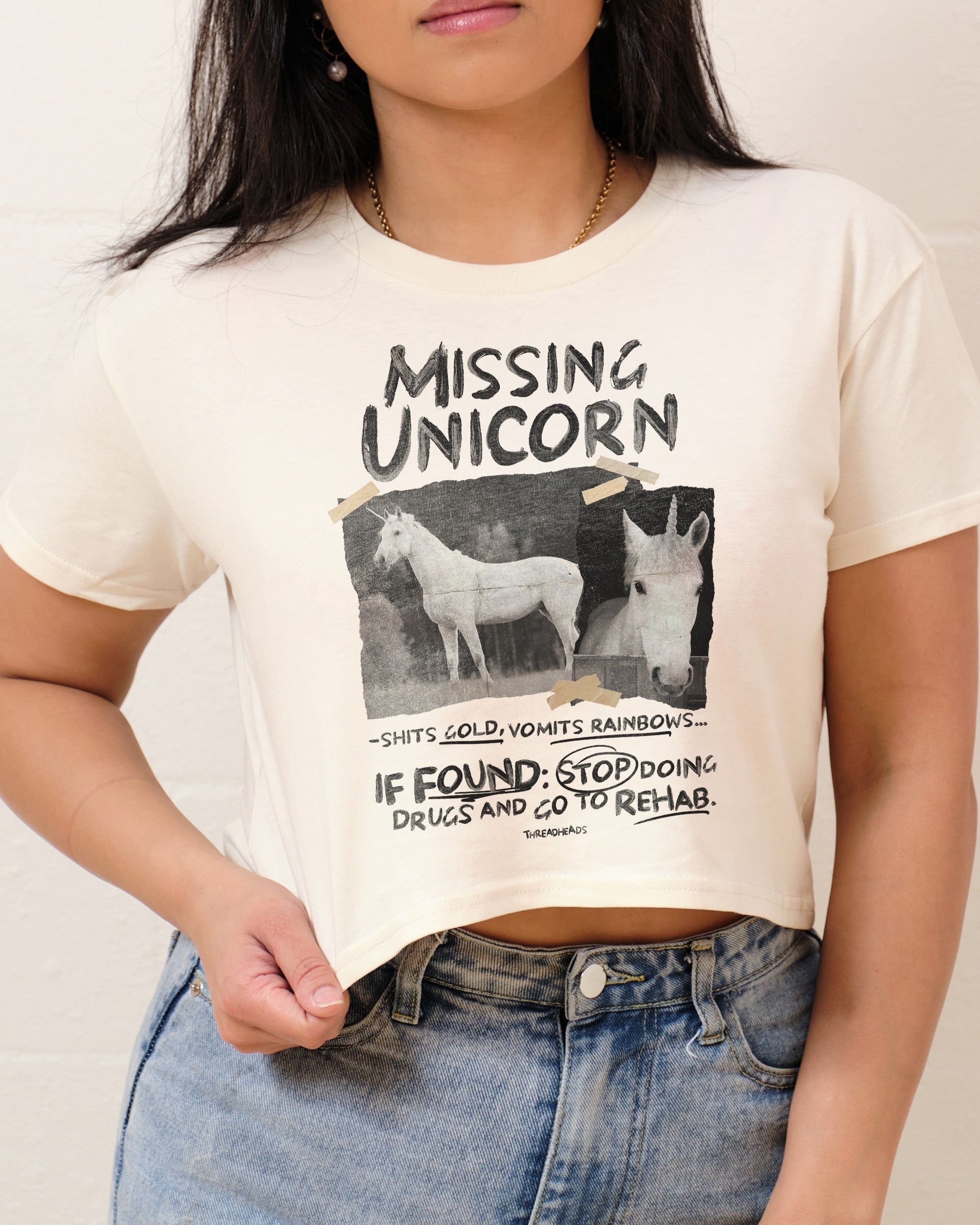 Missing Unicorn Crop Tee Australia Online Natural