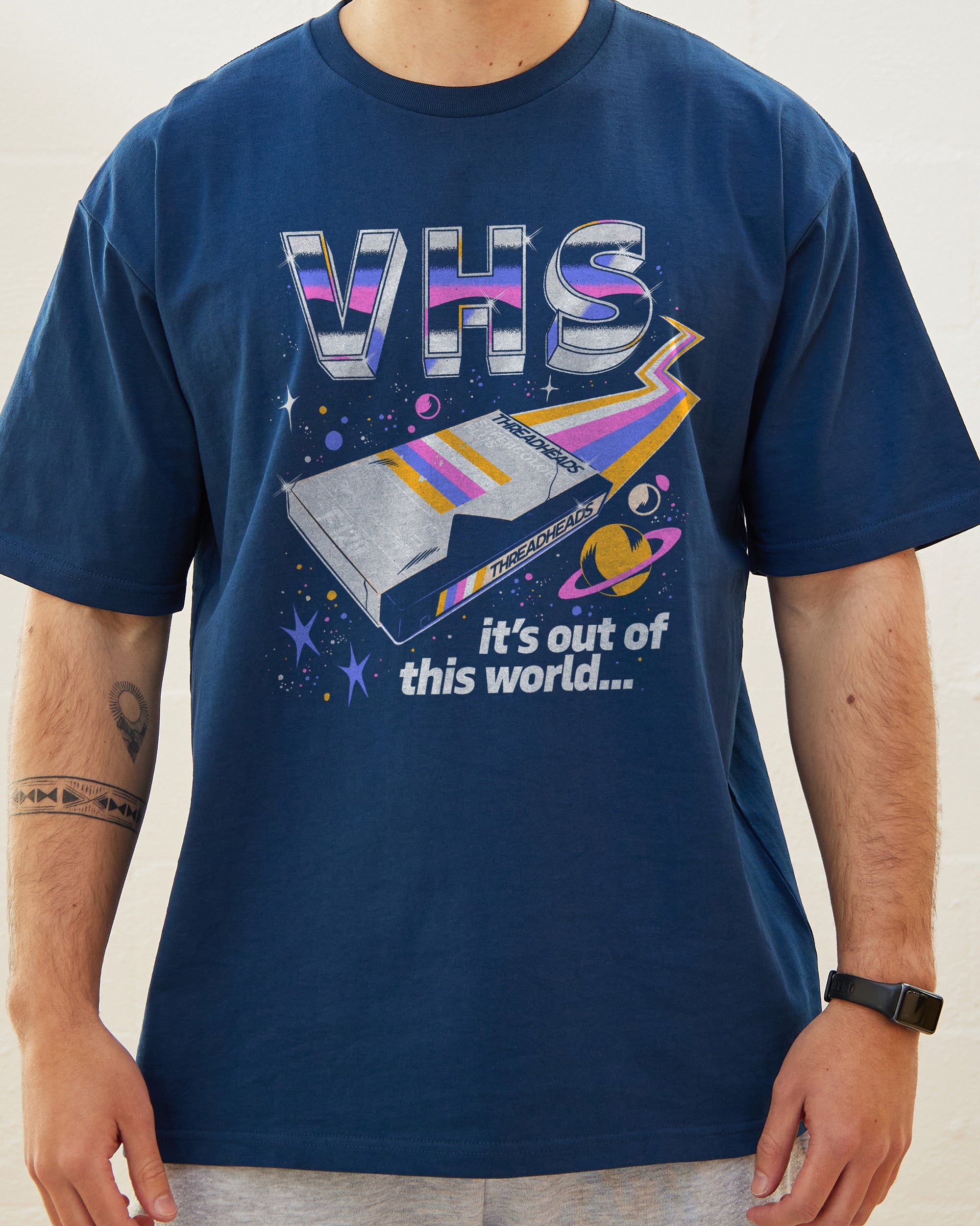 VHS Out of This World T-Shirt Australia Online #colour_navy
