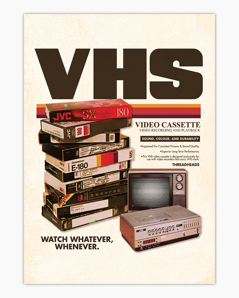 Vintage VHS Tapes Art Print #colour_Natural