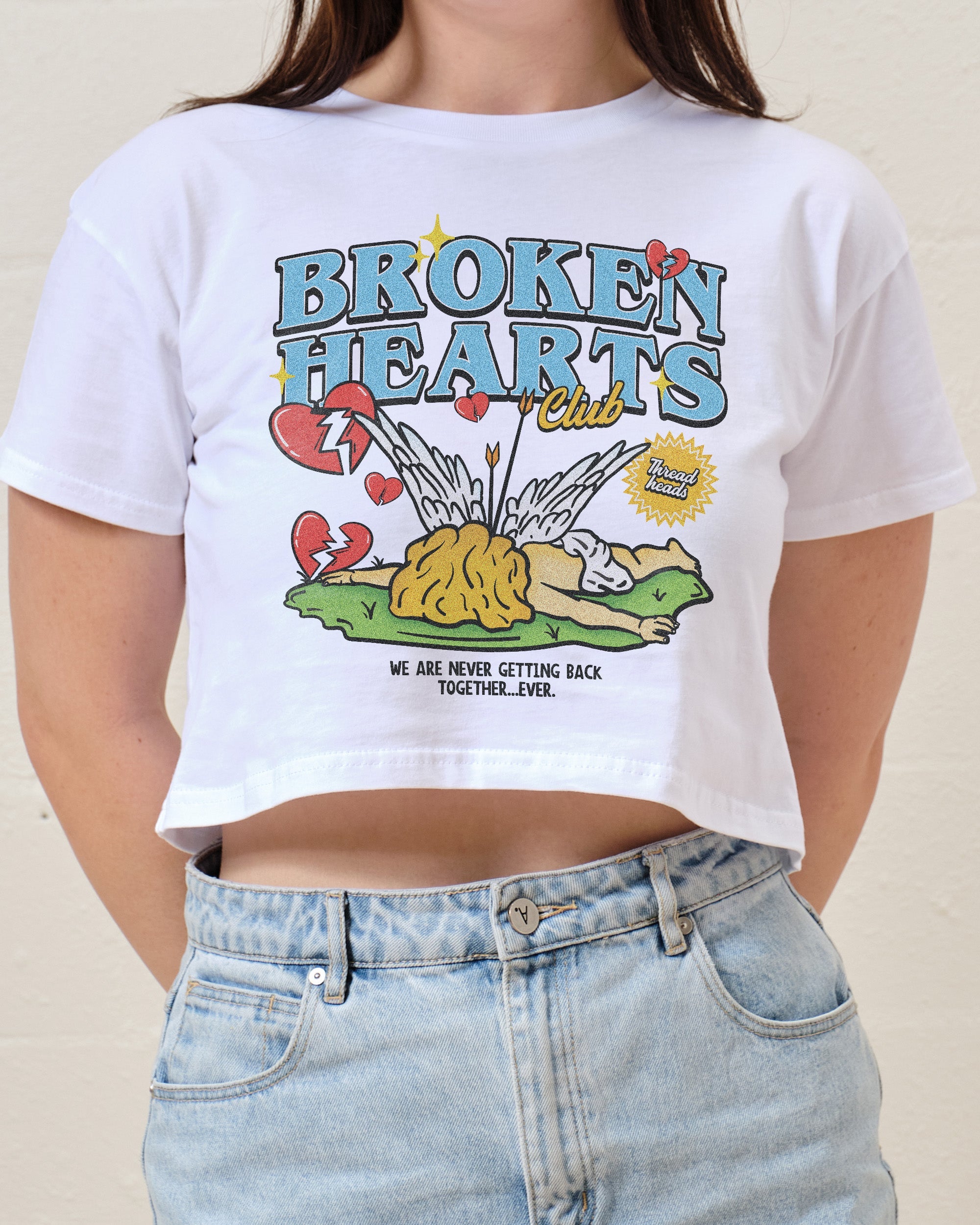 Broken Hearts Club Crop Tee Australia Online White
