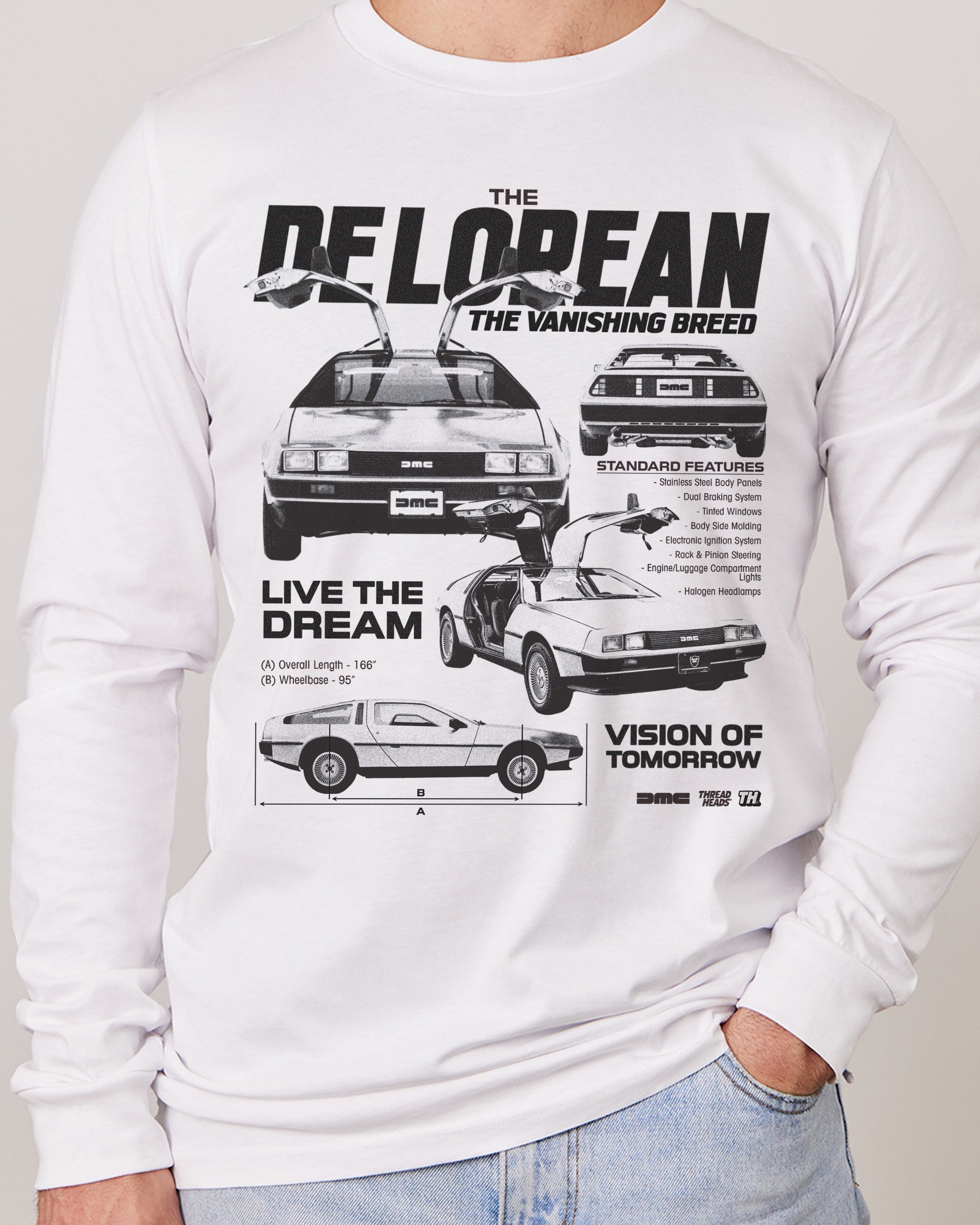 DeLorean Blueprint Long Sleeve Australia Online White