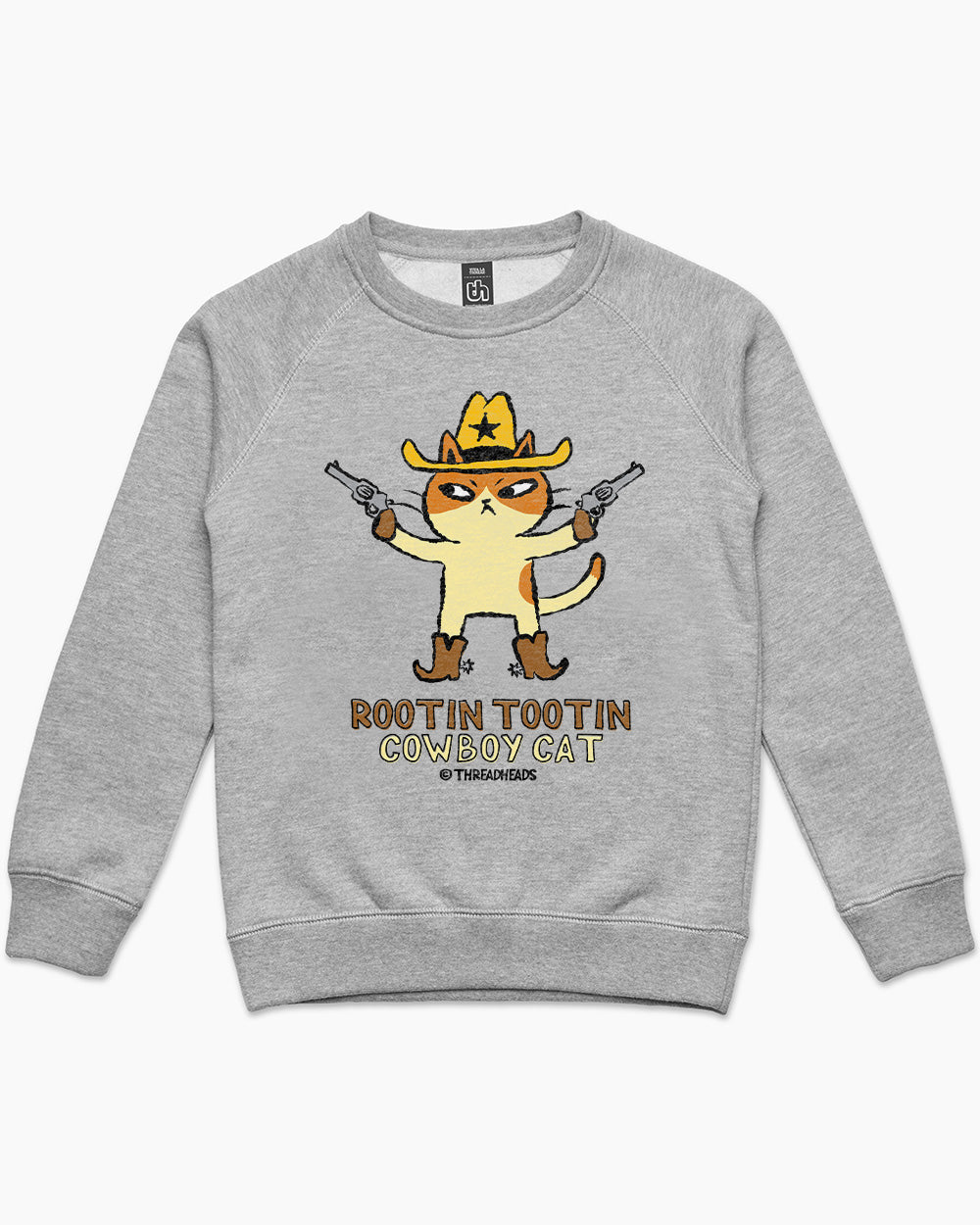 Rootin Tootin Cowboy Cat Kids Jumper Europe Online Grey