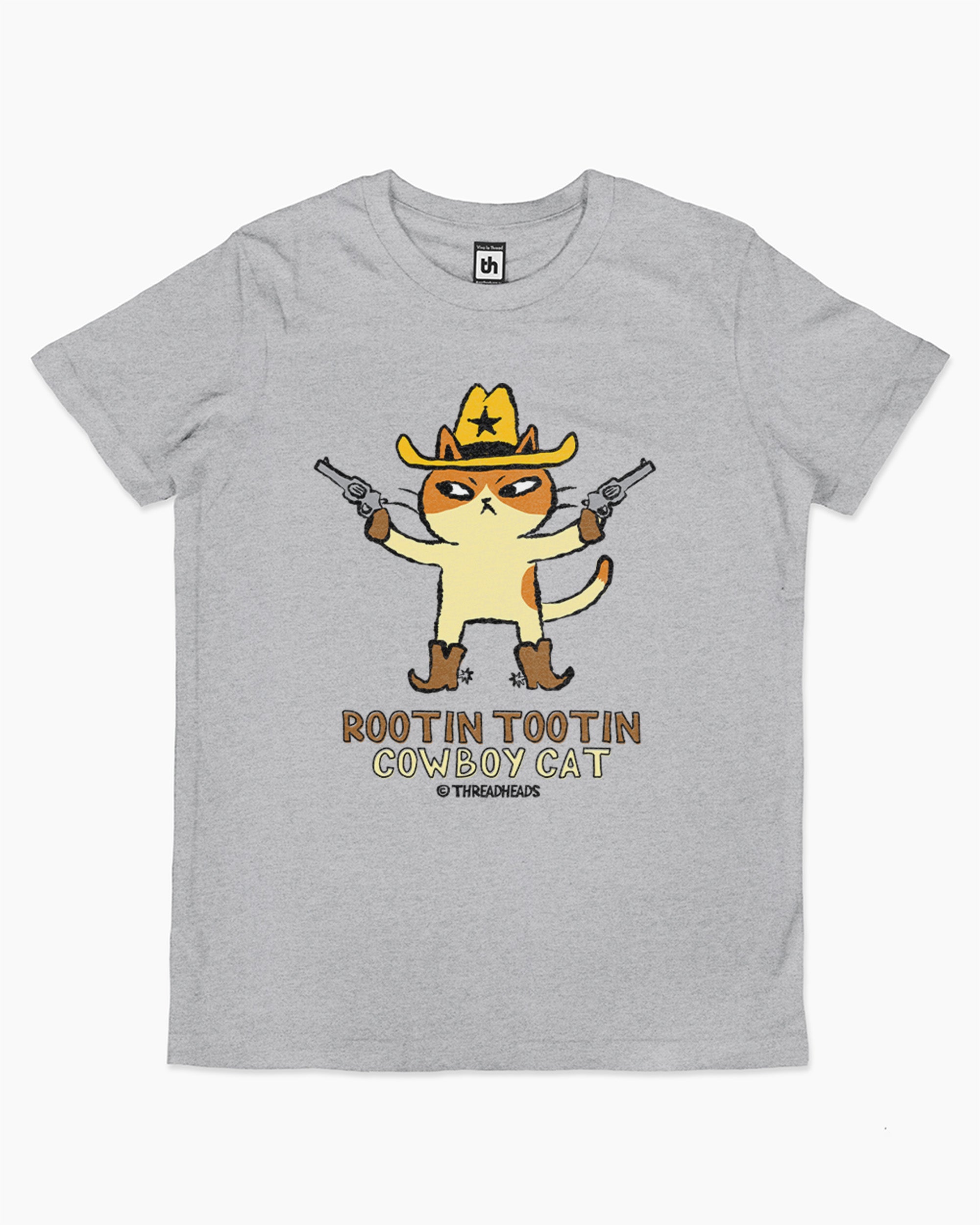 Rootin Tootin Cowboy Cat Kids T-Shirt Europe Online Grey