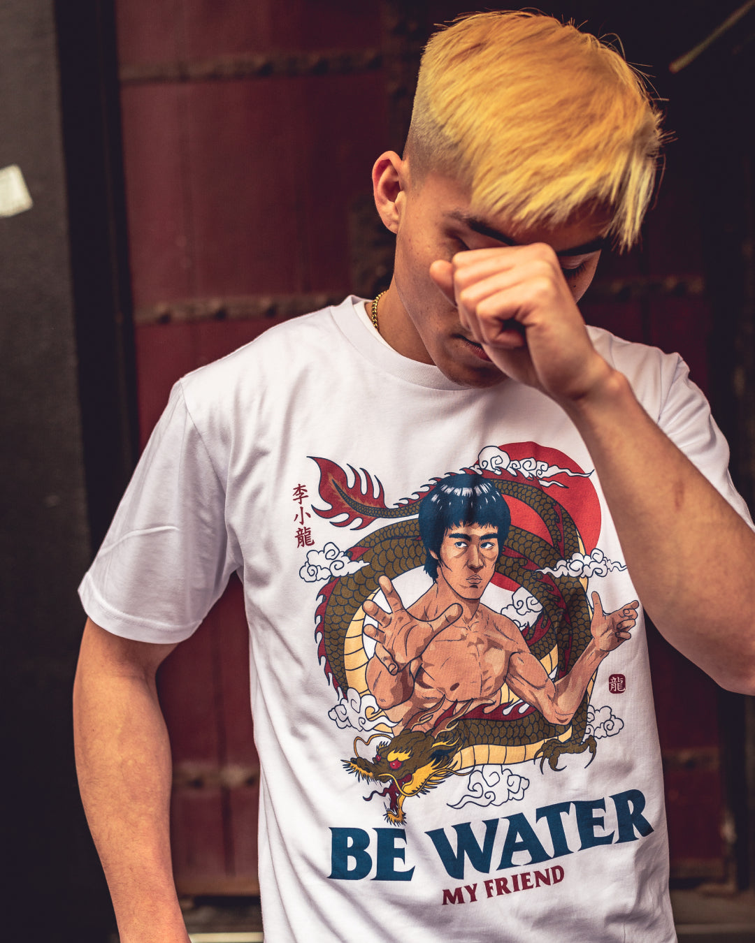 Bruce Lee Be Water T-Shirt Australia Online #colour_white
