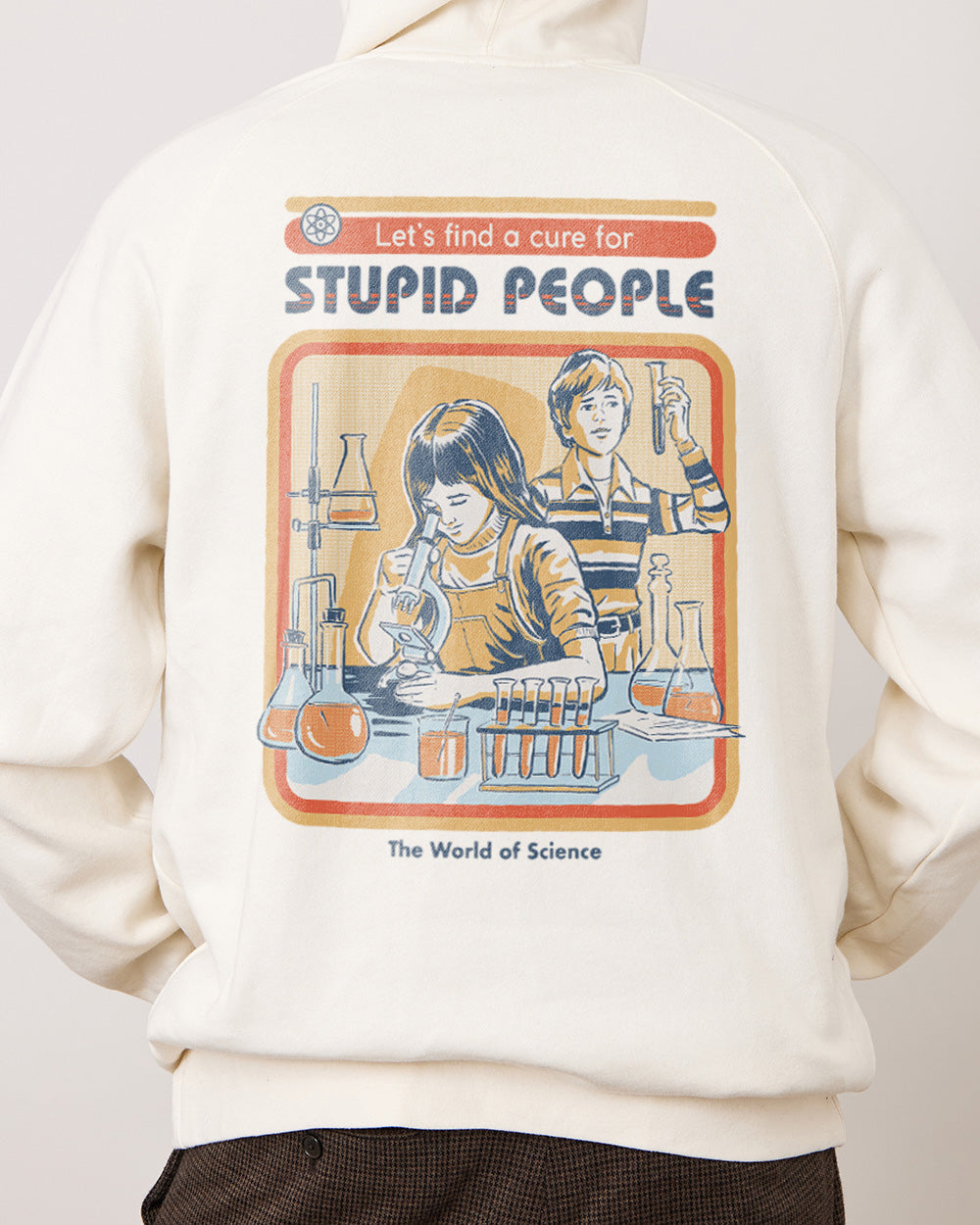 Let's Find a Cure for Stupid People Front and Back Hoodie Australia Online #colour_natural