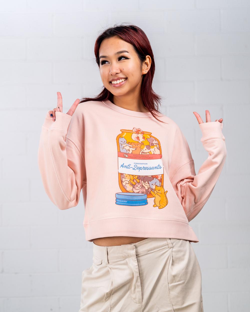 Anti-Depressants Crop Sweater Australia Online #colour_pink