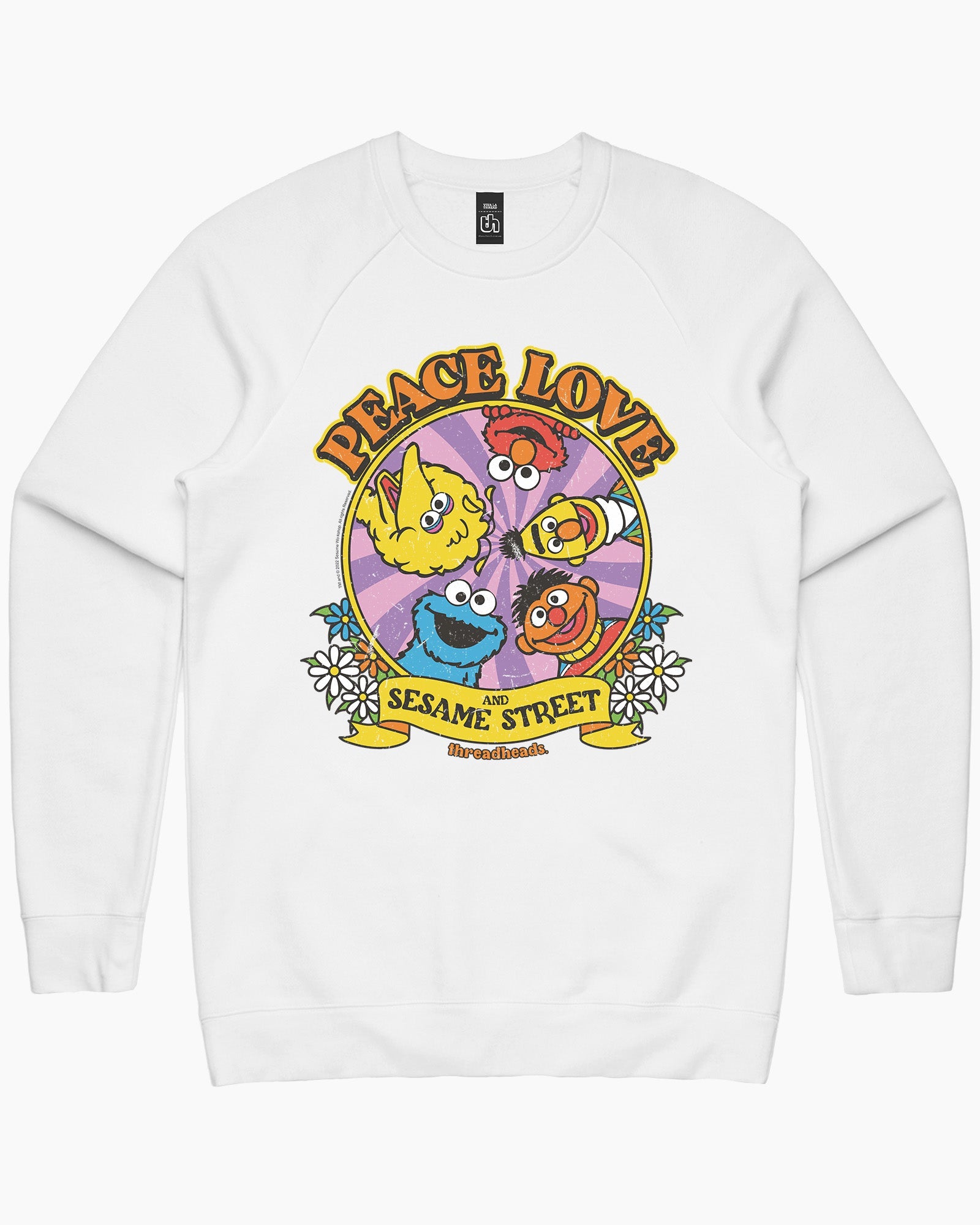 Peace Love And Sesame Street Sweater Australia Online #colour_white