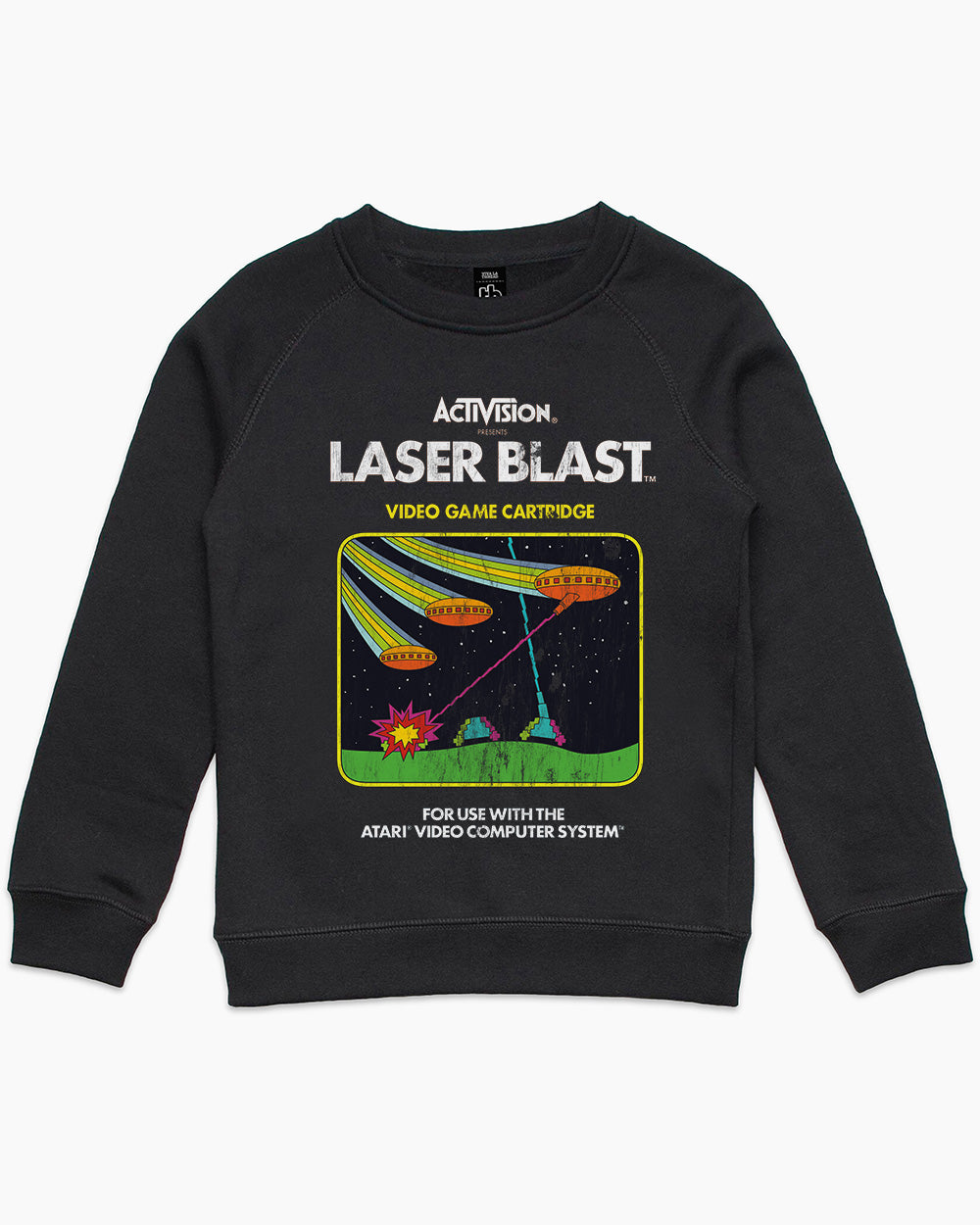 Laser Blast Vintage Kids Sweater Australia Online #colour_black