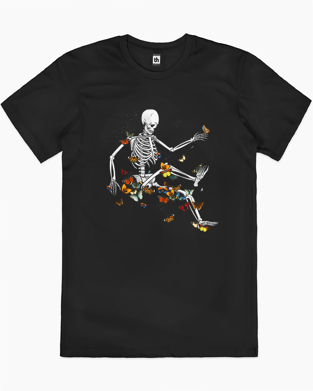 Skeleton Flowting on Space Butterflies T-Shirt Europe Online #colour_black