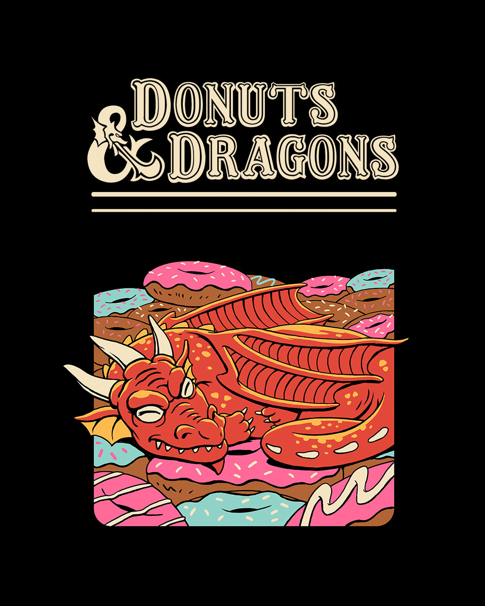 Donuts and Dragons T-Shirt Europe Online #colour_black