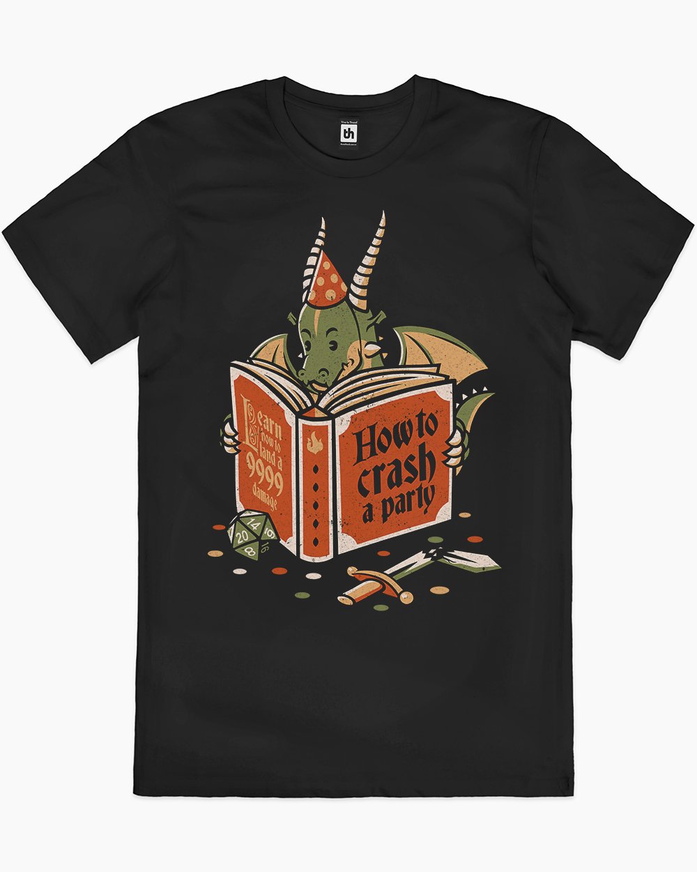 Dragon Reading a Book RPG Party Crashing T-Shirt Europe Online #colour_black