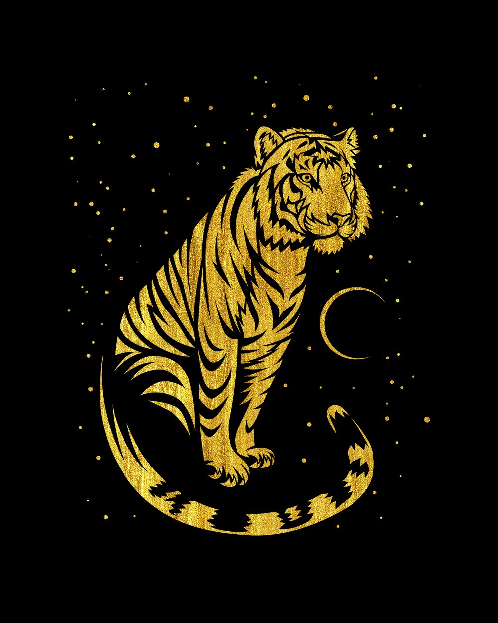 Golden Tribal Tiger T-Shirt Europe Online #colour_black