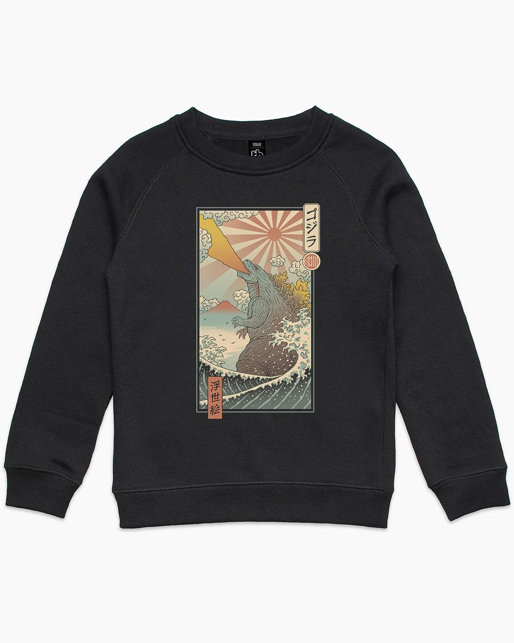 King Kaiju Ukiyo-e Kids Sweater Australia Online #colour_black