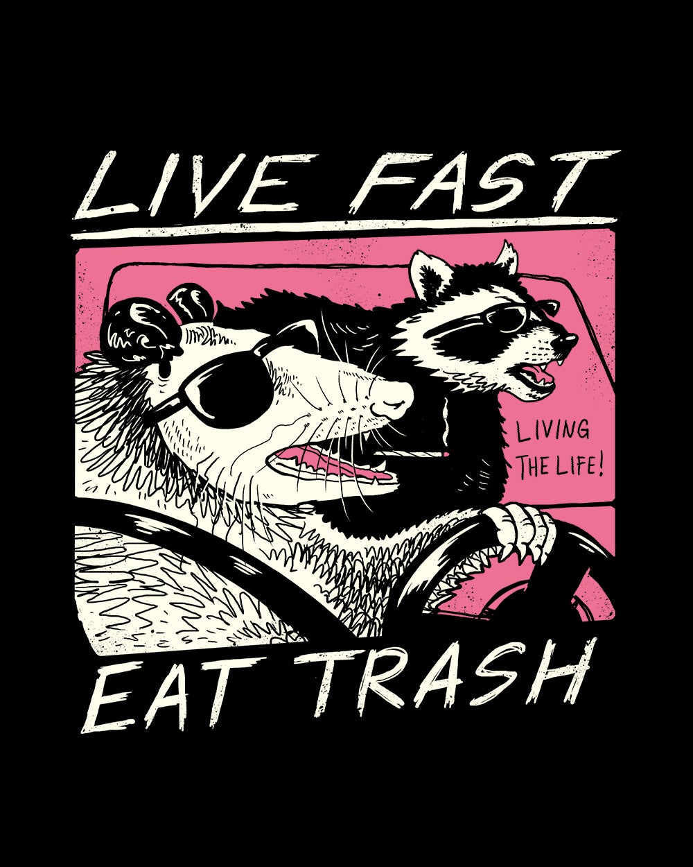 Live Fast! Eat Trash! Tote Bag Australia Online #colour_black