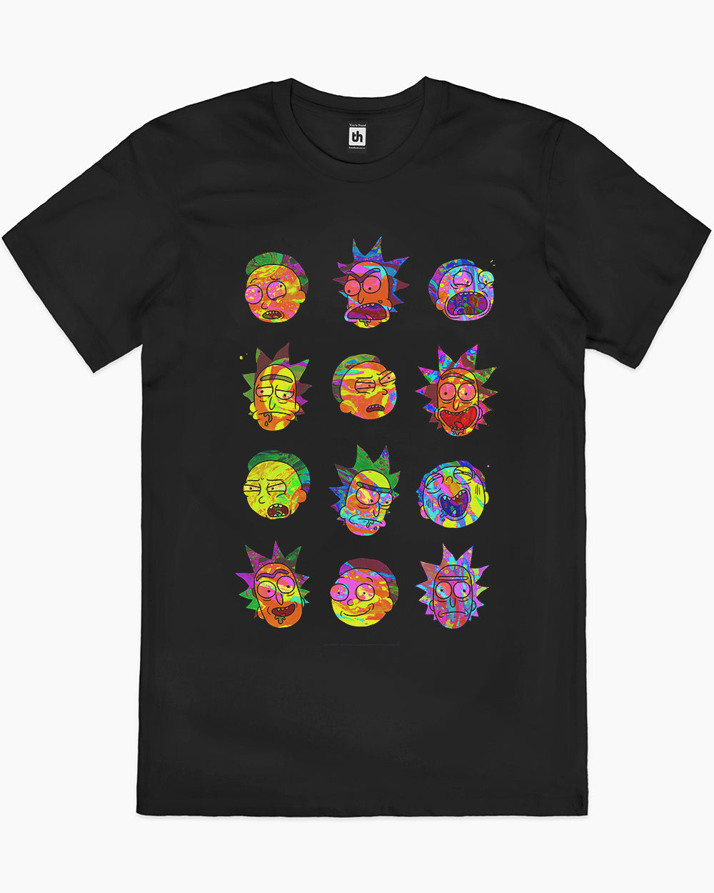Rick and Morty Many Faces T-Shirt Australia Online #colour_black