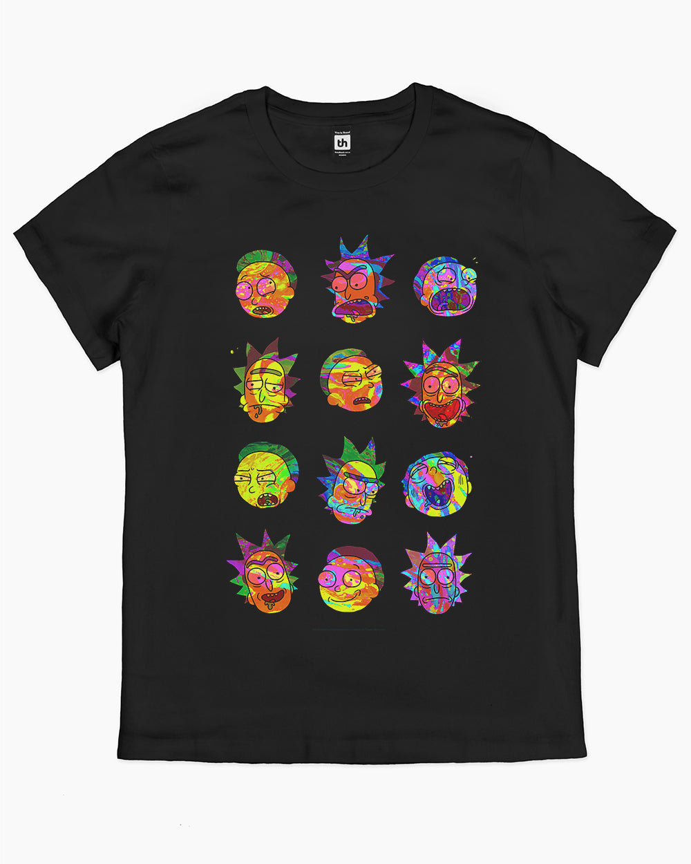 Rick and Morty Many Faces T-Shirt Australia Online #colour_black