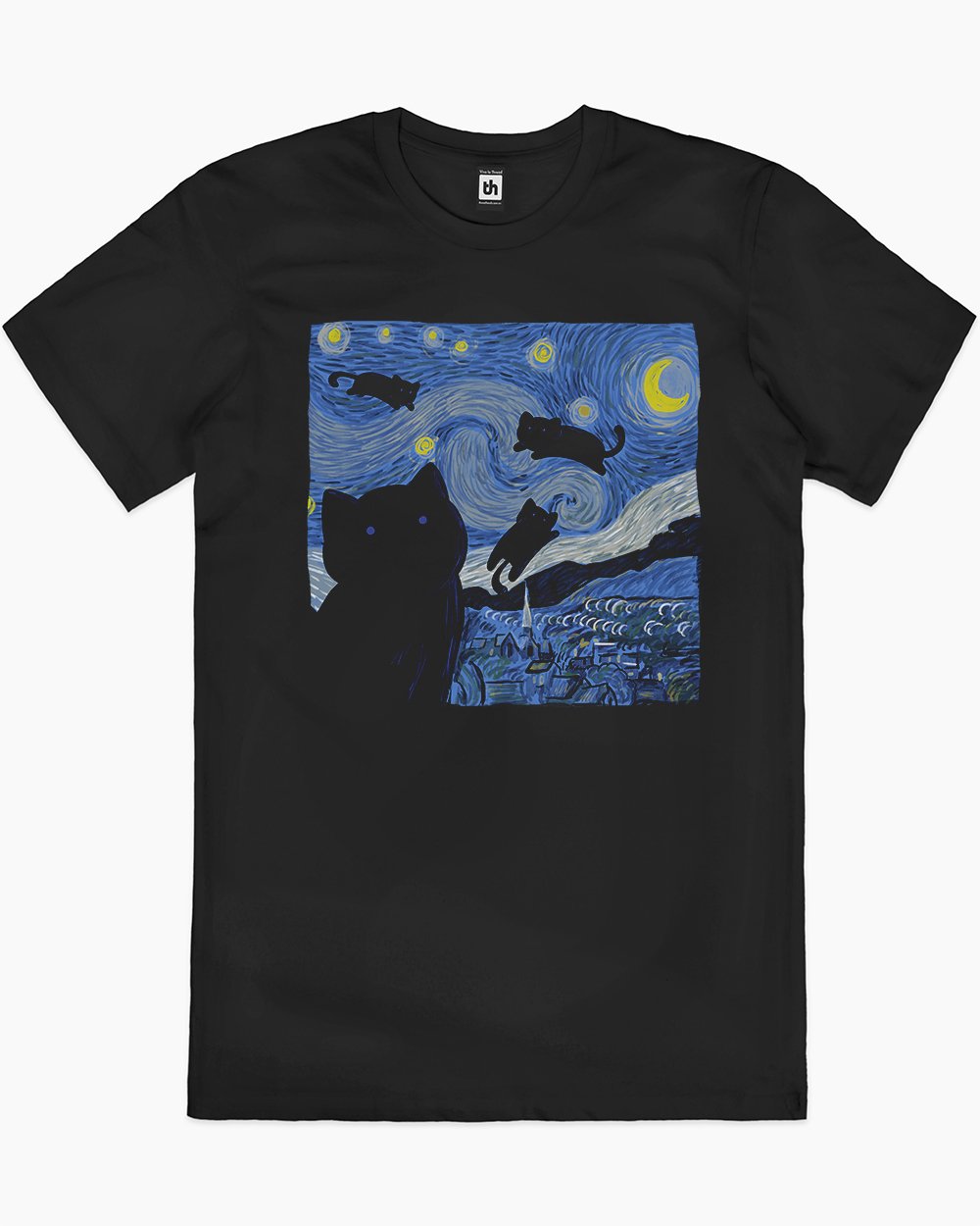 The Starry Cat Night T-Shirt Europe Online #colour_black
