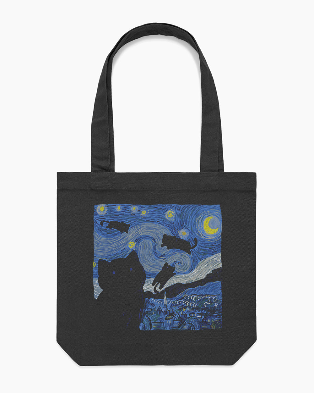 The Starry Cat Night Tote Bag Europe Online #colour_black