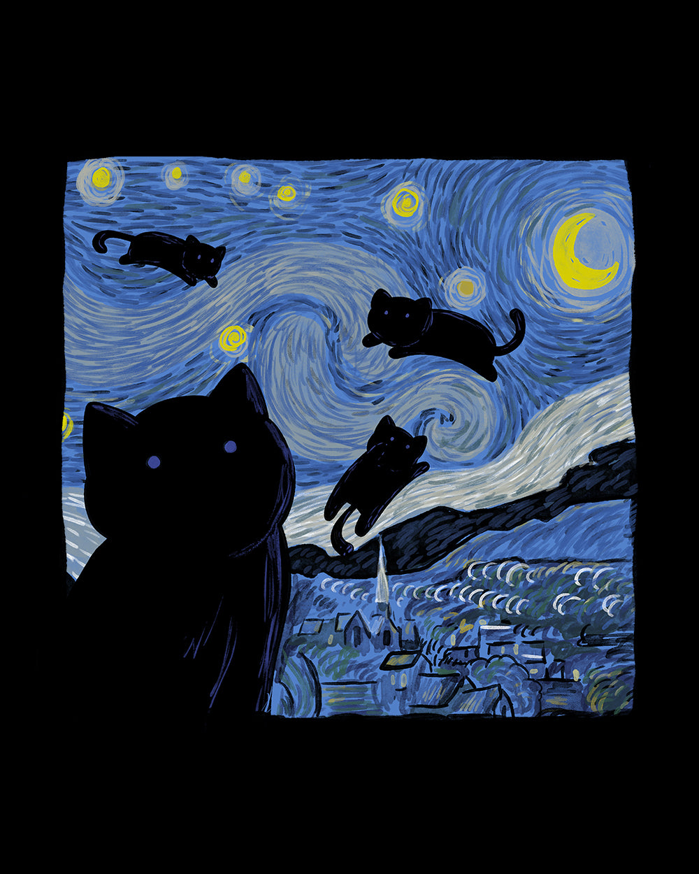 The Starry Cat Night Sweater Australia Online #colour_black