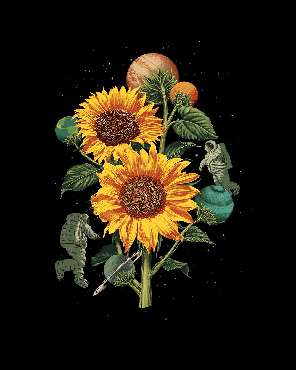 Sun Flowers T-Shirt Europe Online #colour_black