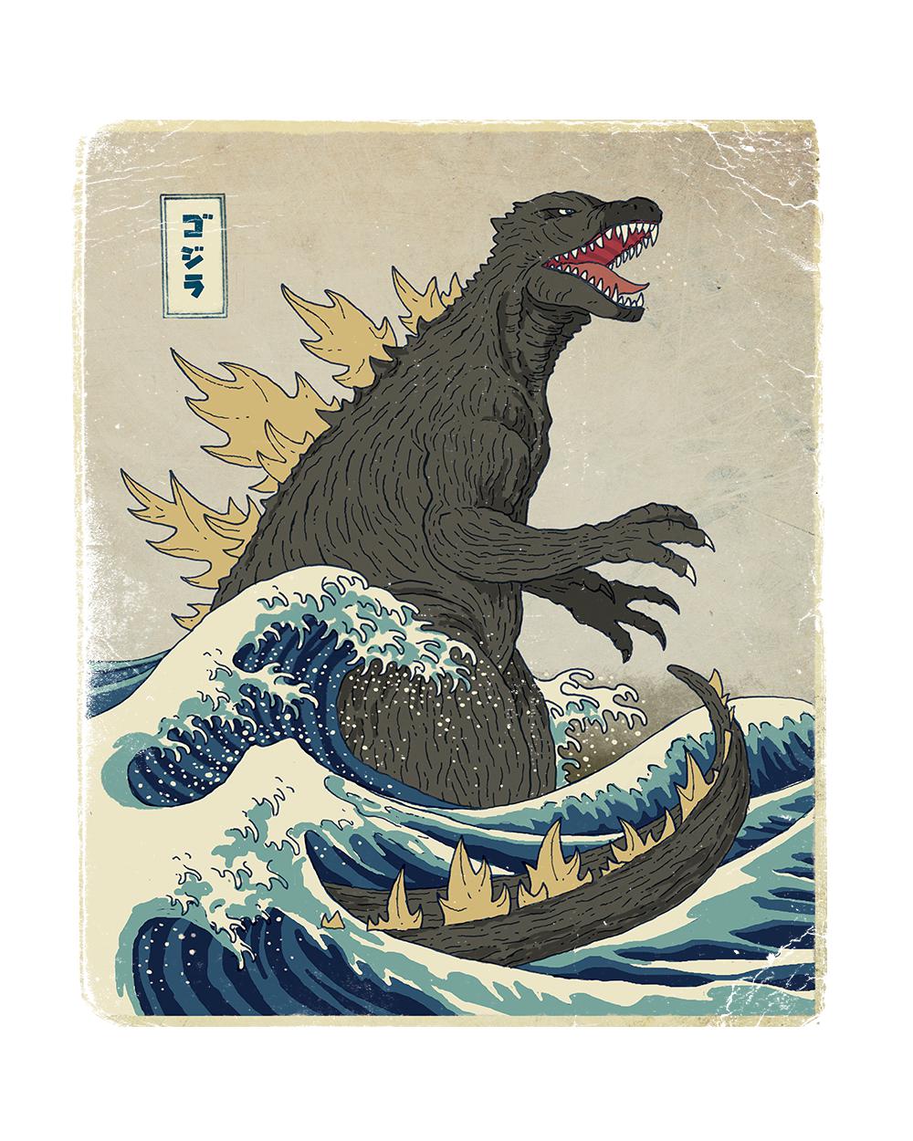 The Great Godzilla Off Kanagawa Hoodie Europe Online #colour_white