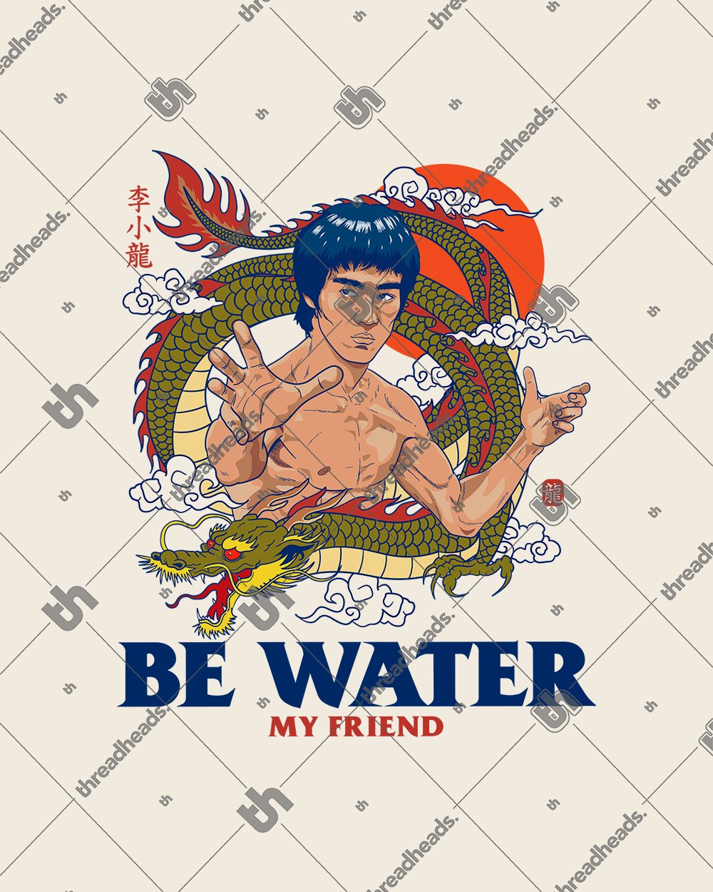 Bruce Lee Be Water T-Shirt Australia Online #colour_natural