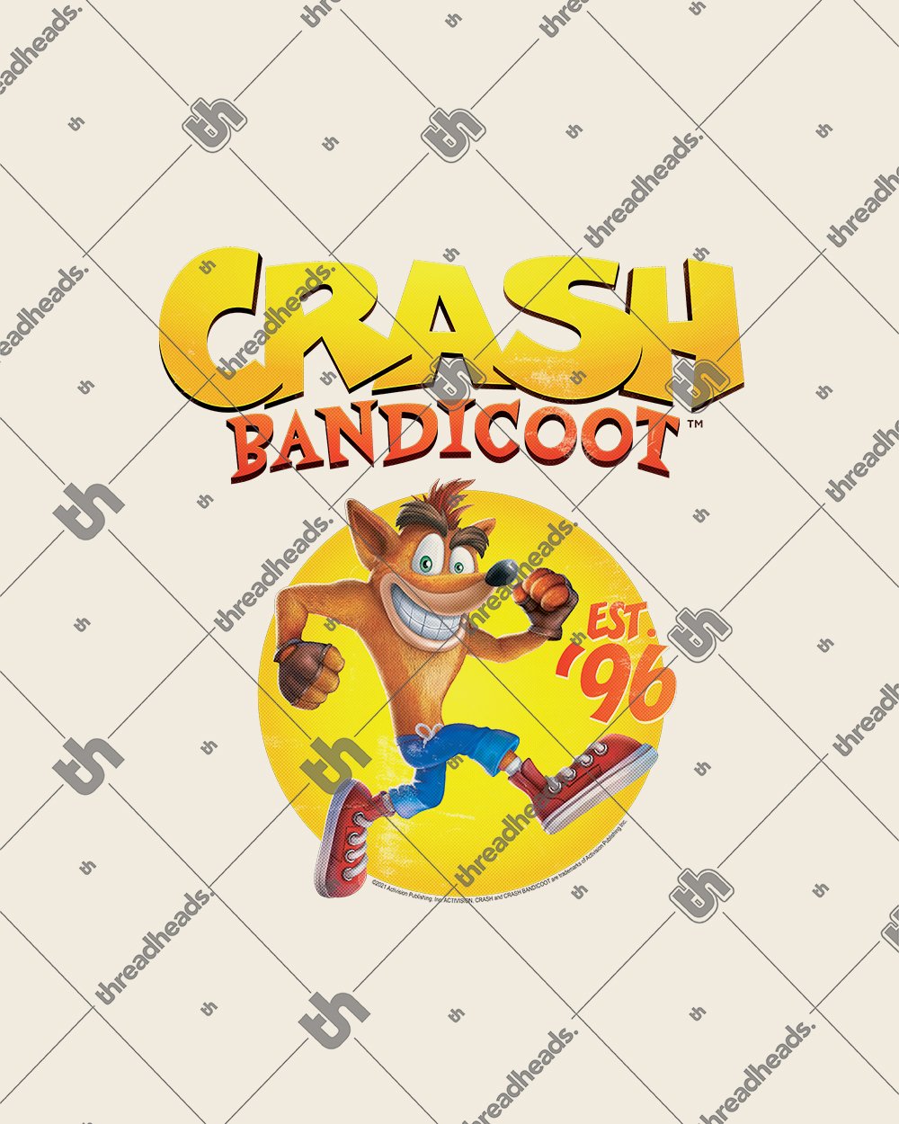 Crash Bandicoot Est 96 T-Shirt Australia Online #colour_natural