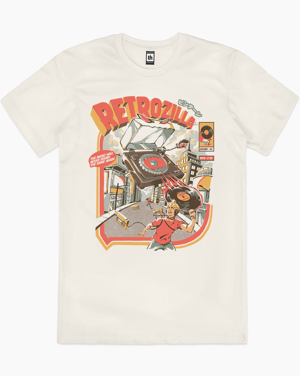 Retro Soundzilla T-Shirt Australia Online #colour_natural