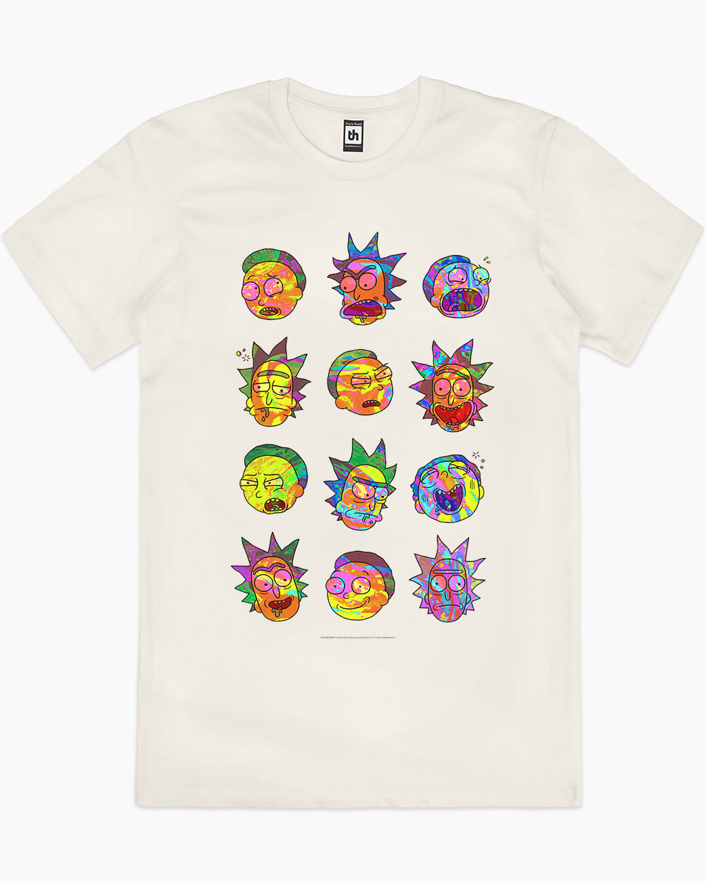 Rick and Morty Many Faces T-Shirt Australia Online #colour_natural