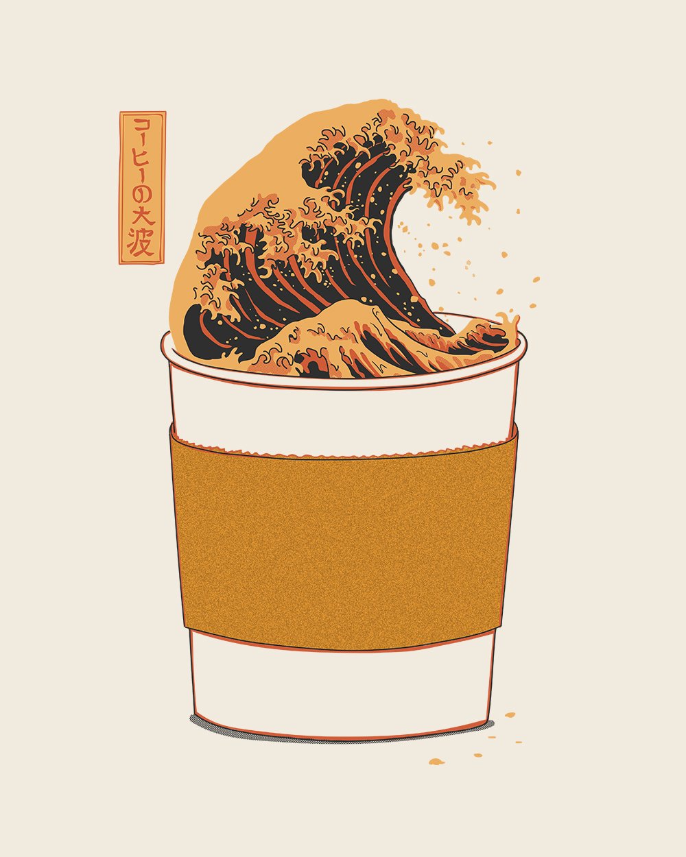 The Great Wave of Caffeine T-Shirt Europe Online #colour_natural