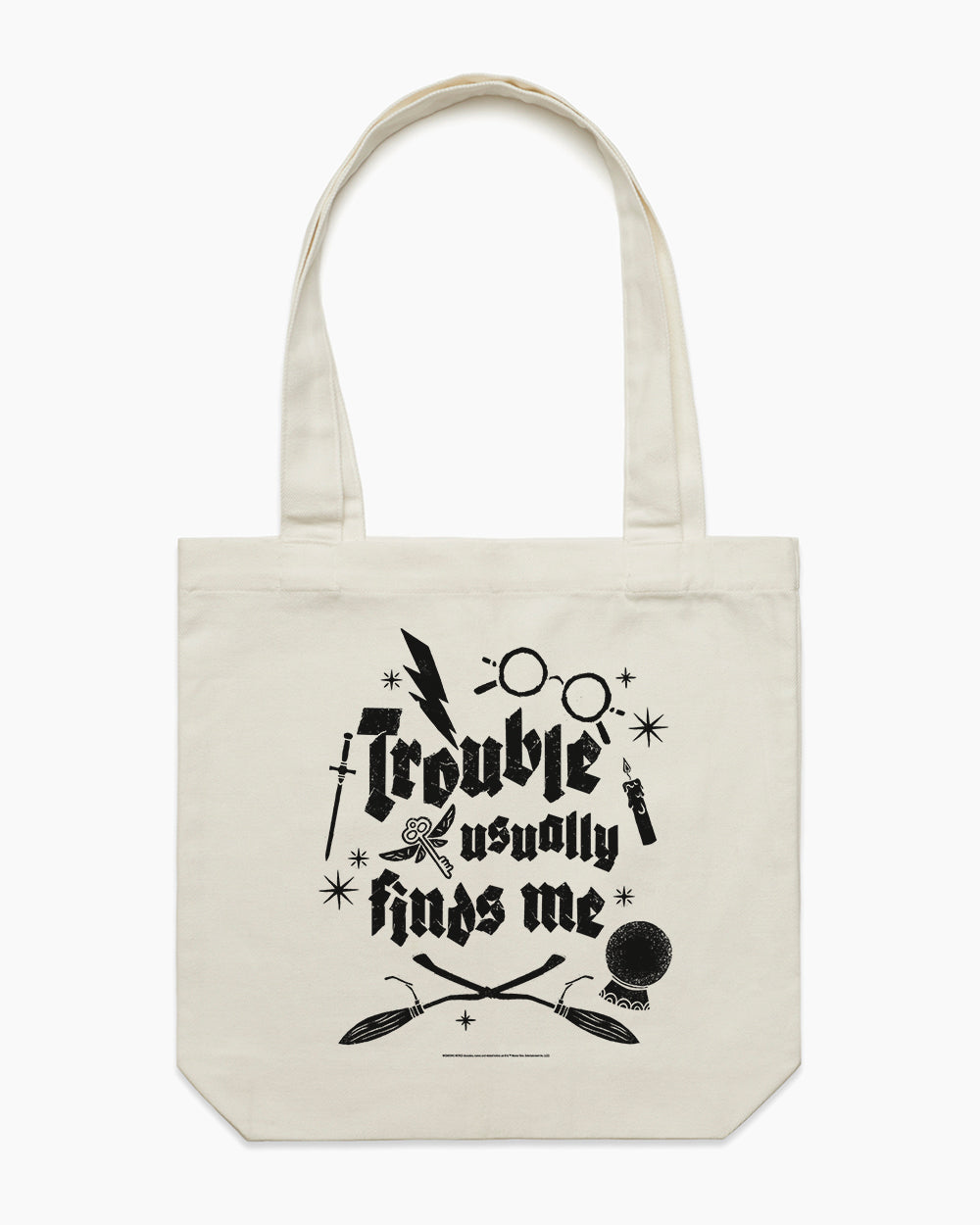 Trouble Usually Finds Me Tote Bag Europe Online #colour_natural