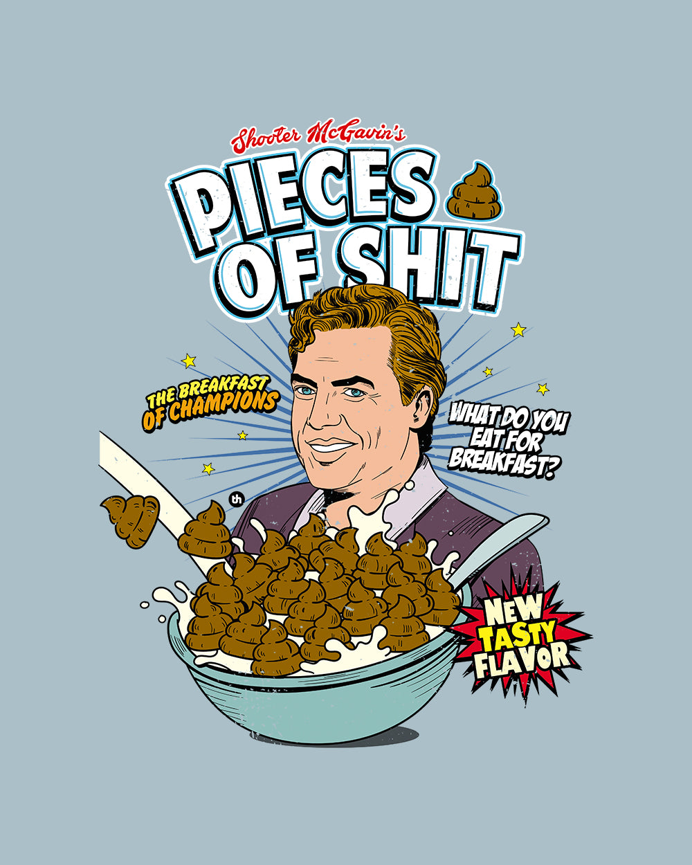 Pieces of Shit Cereal T-Shirt Australia Online #colour_pale blue