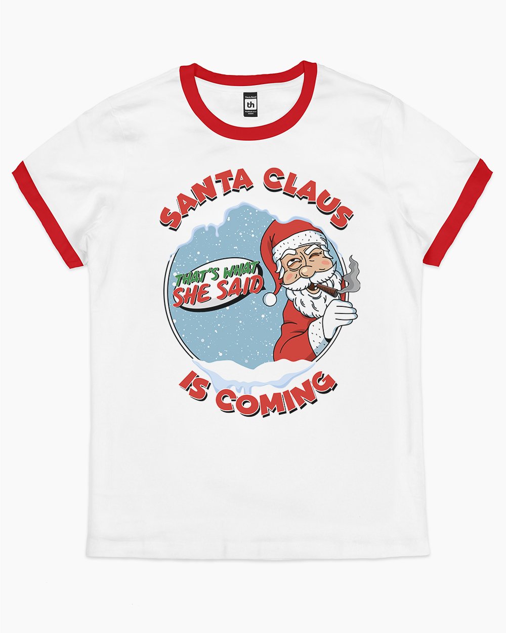 Santa is Coming T-Shirt Australia Online #colour_red ringer