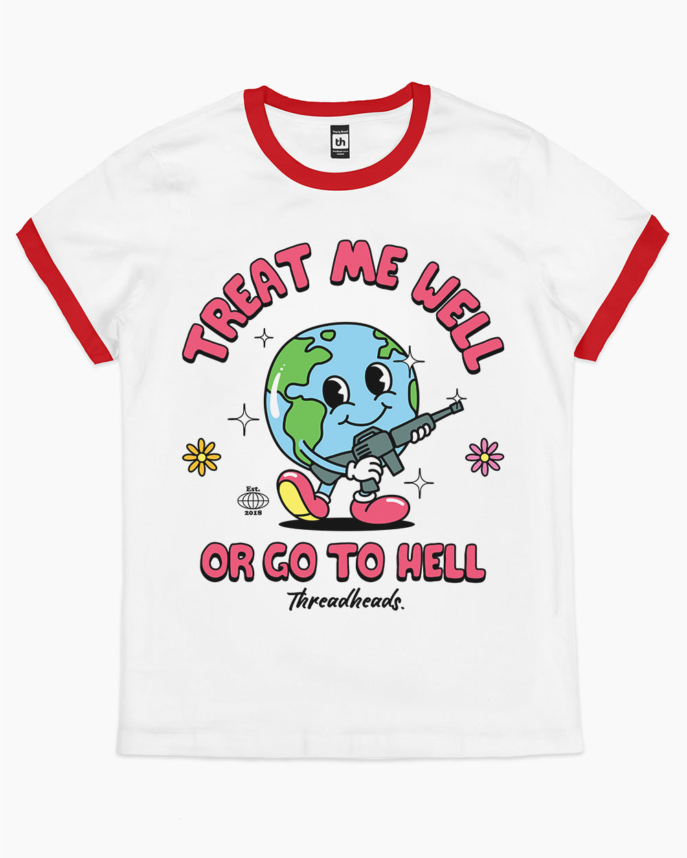 Treat Me Well Or Go To Hell T-Shirt Australia Online #colour_red ringer