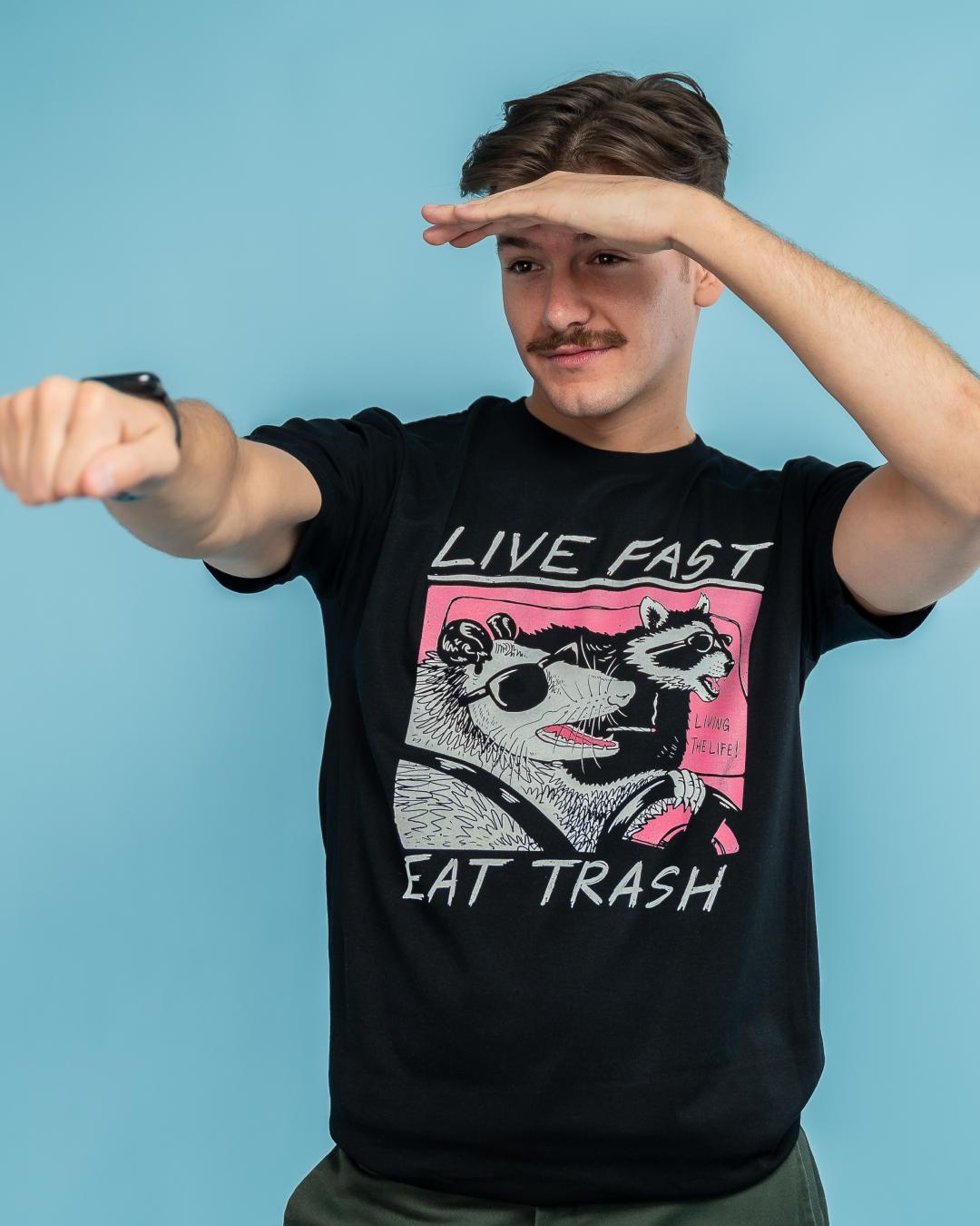 Live Fast! Eat Trash! T-Shirt Europe Online #colour_black