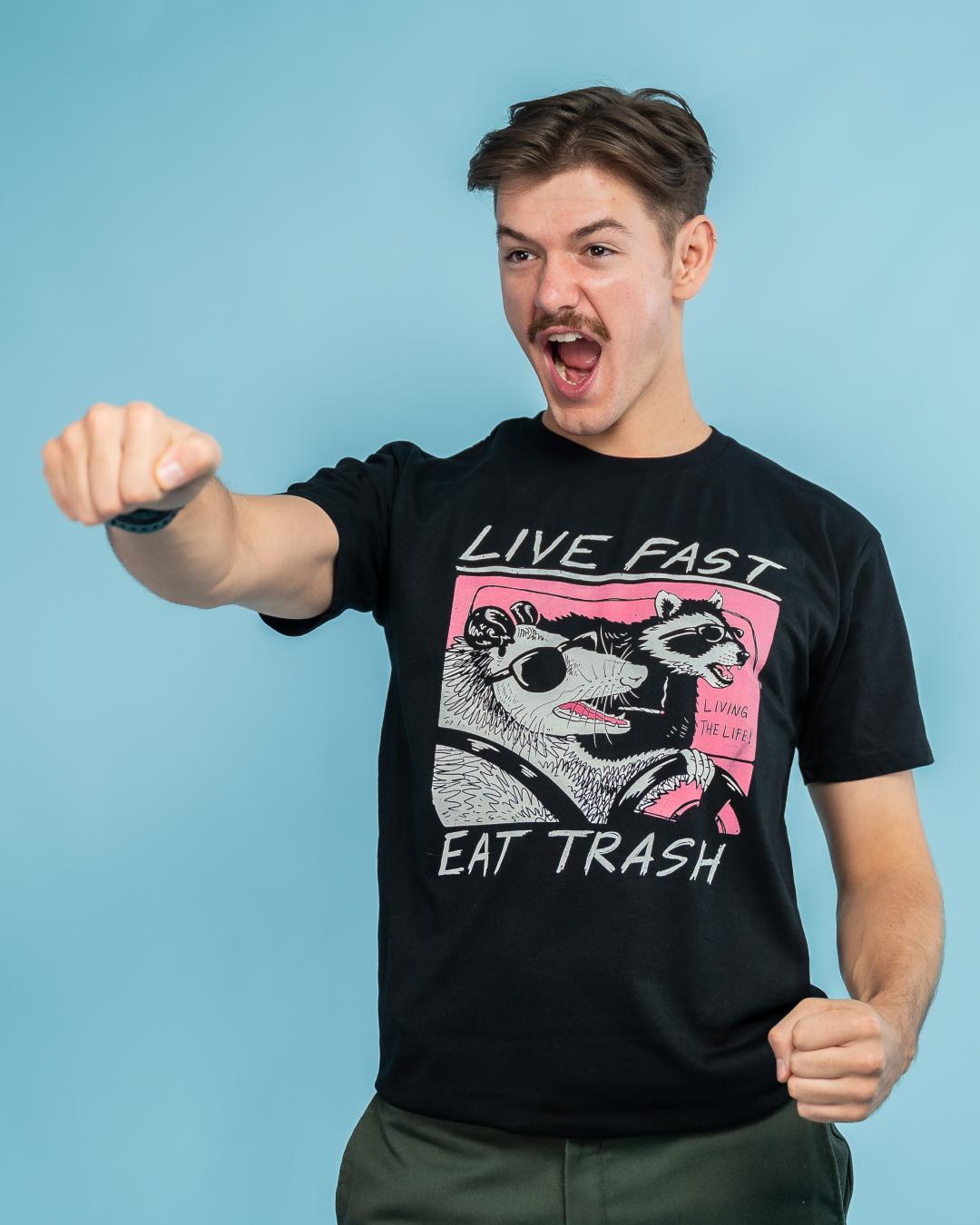 Live Fast! Eat Trash! T-Shirt Europe Online #colour_black