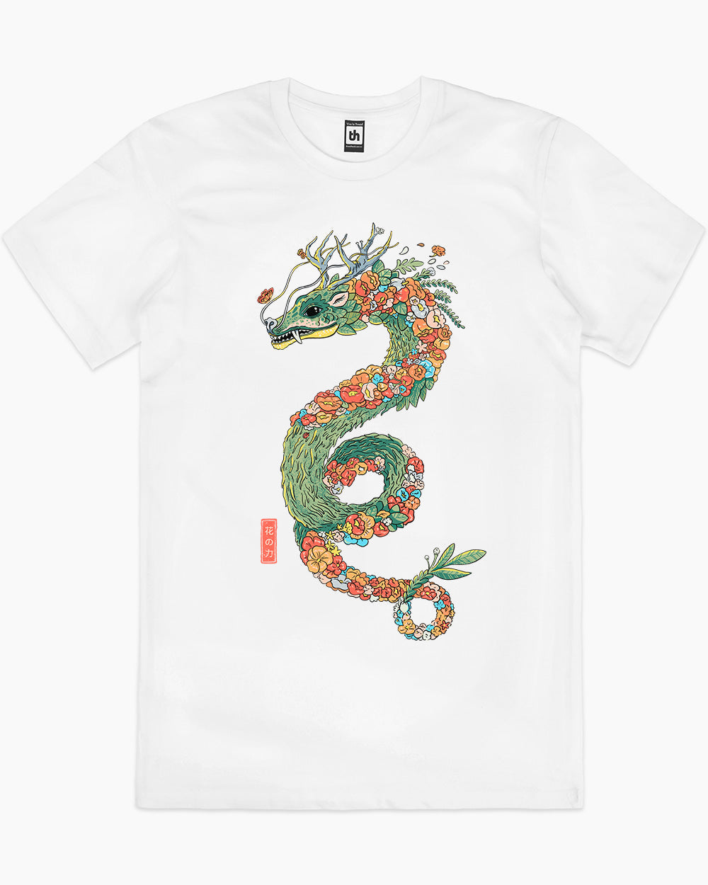 Flower Dragon T-Shirt Australia Online #colour_white