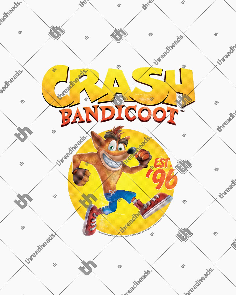 Crash Bandicoot Est 96 T-Shirt Europe Online #colour_white