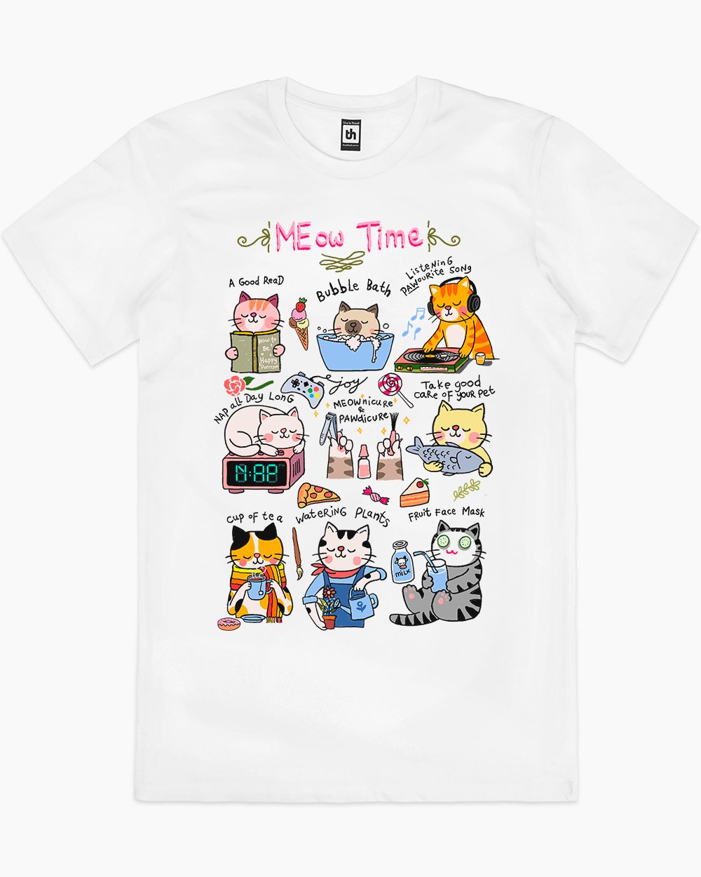 Meow Time T-Shirt Australia Online #colour_white