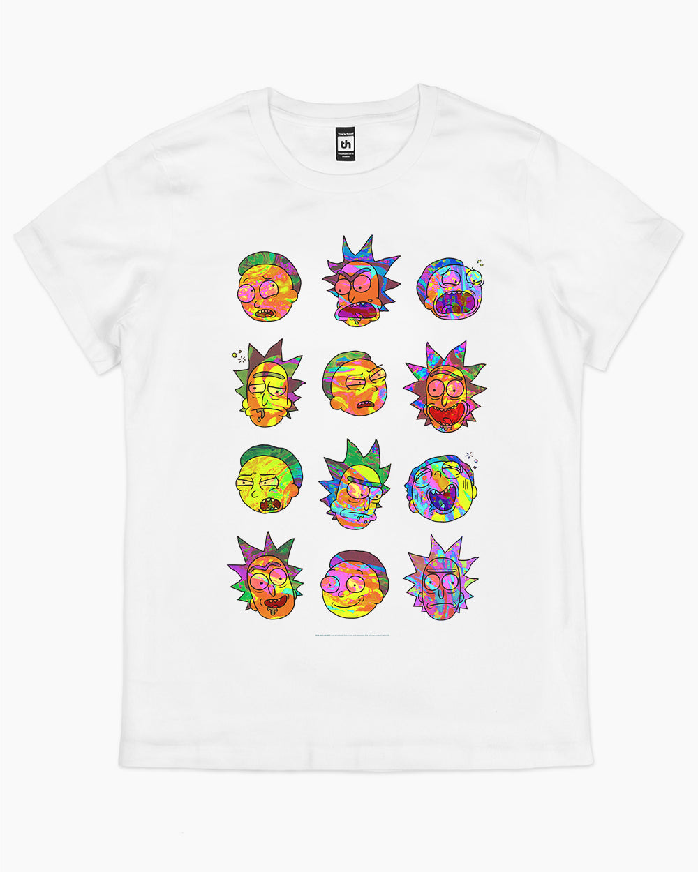 Rick and Morty Many Faces T-Shirt Australia Online #colour_white