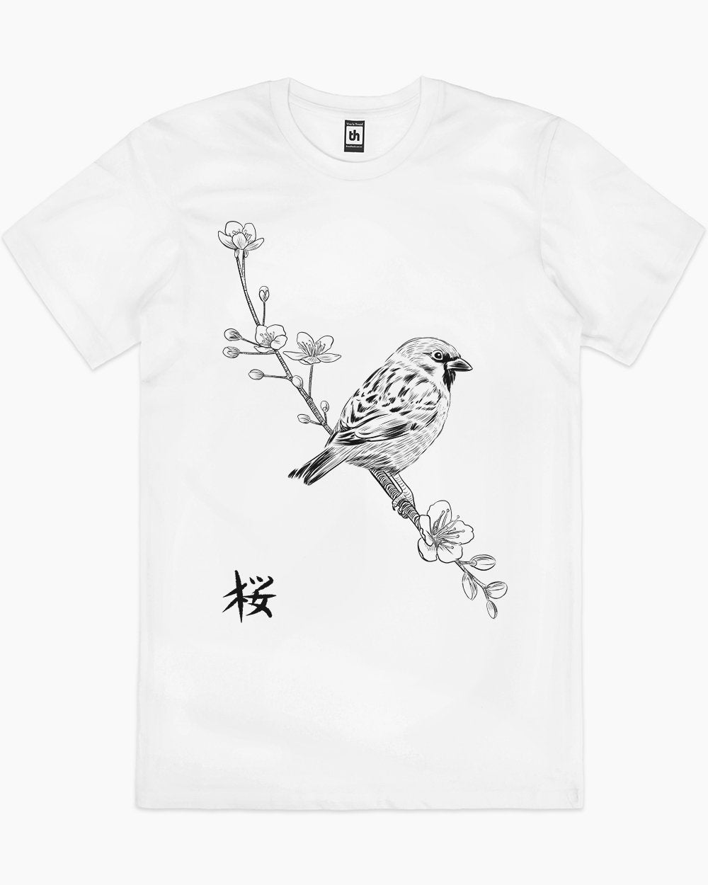 Sparrow on Cherry T-Shirt Europe Online #colour_white